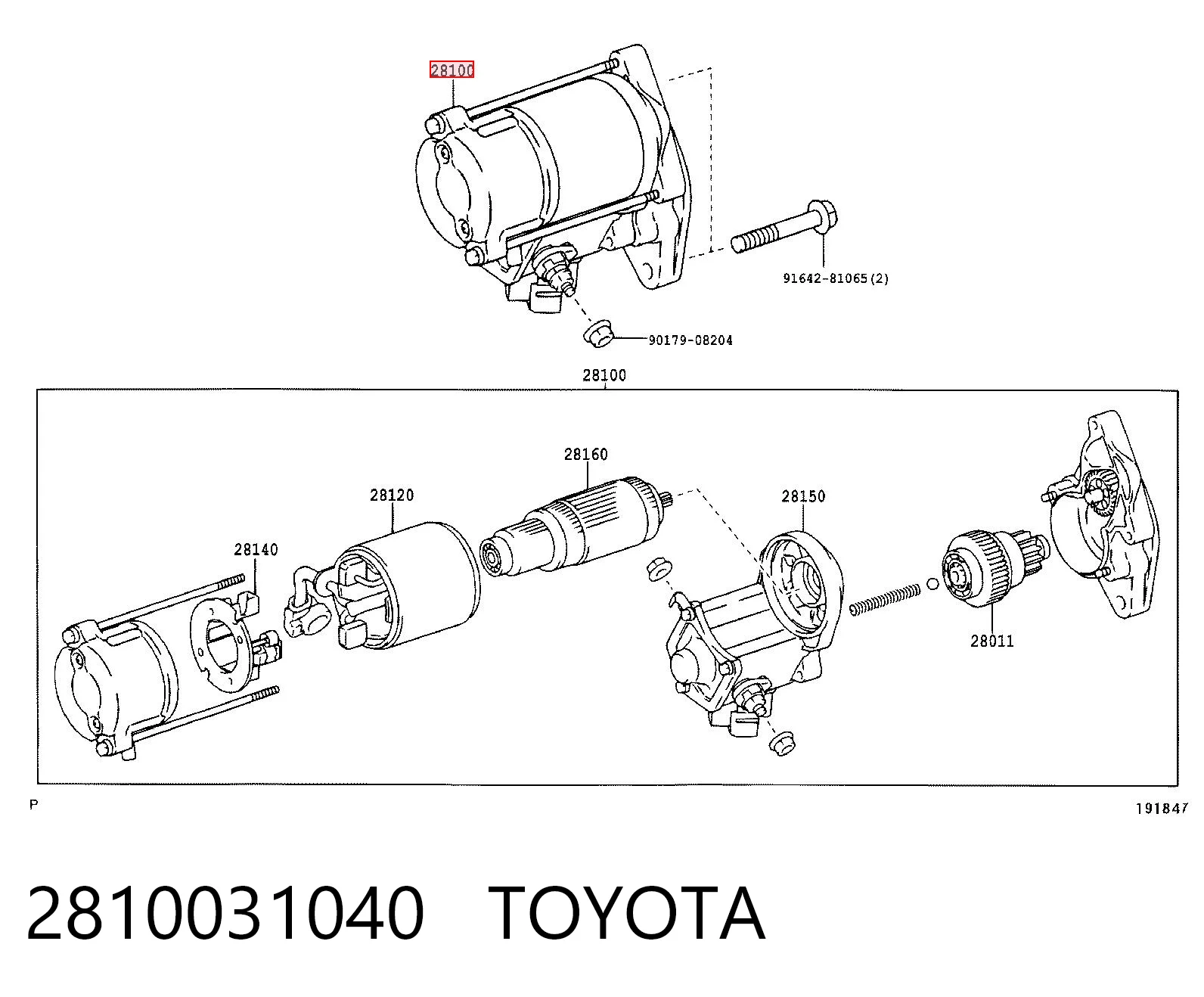 2810031040 Toyota Rozrusznik