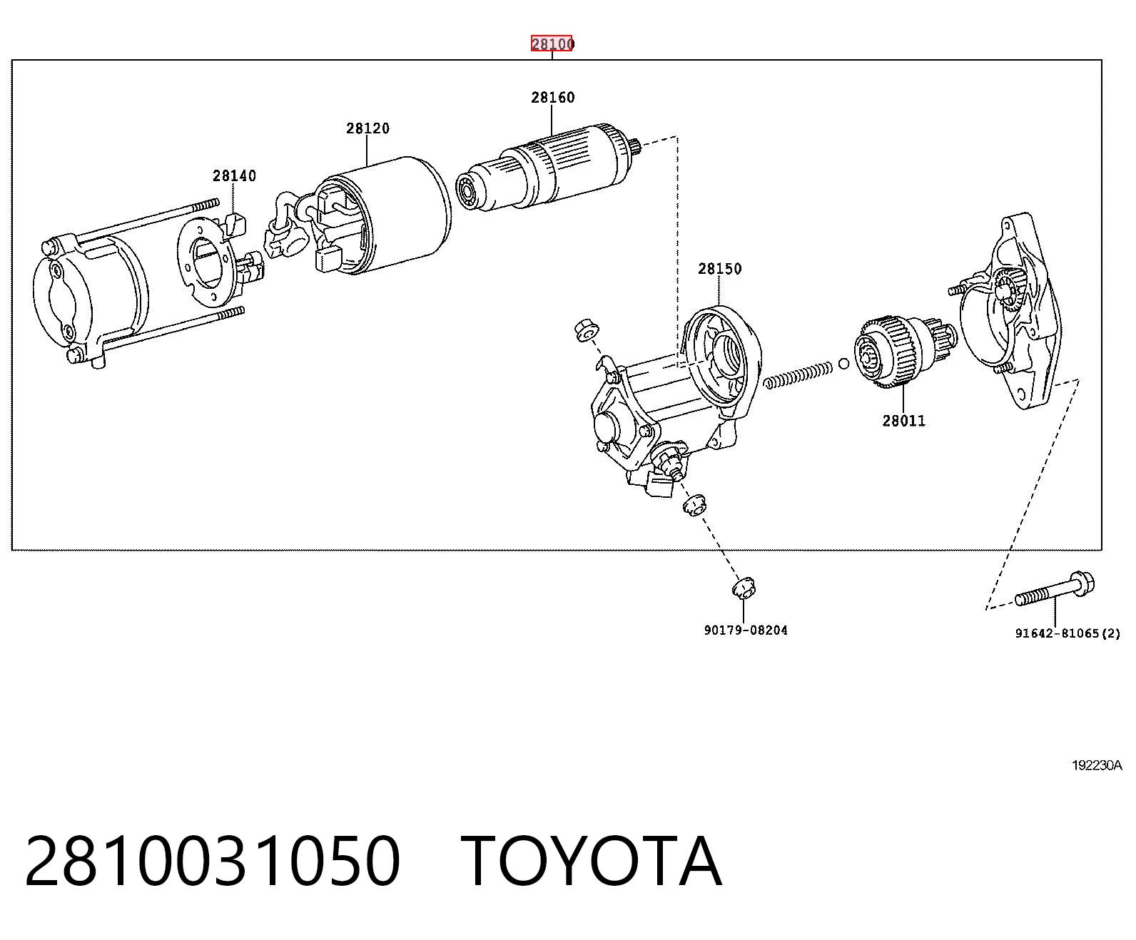 2810031050 Toyota Rozrusznik