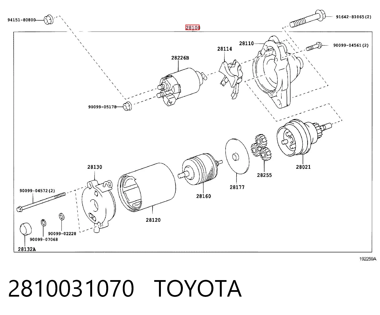 2810031070 Toyota Rozrusznik