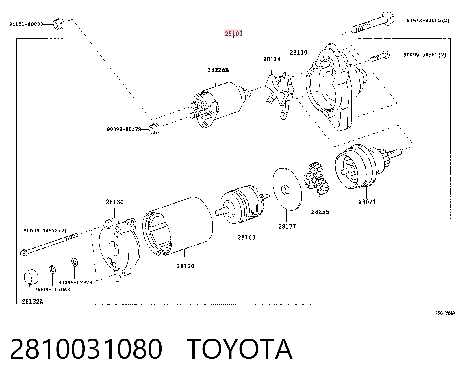 2810031080 Toyota Rozrusznik