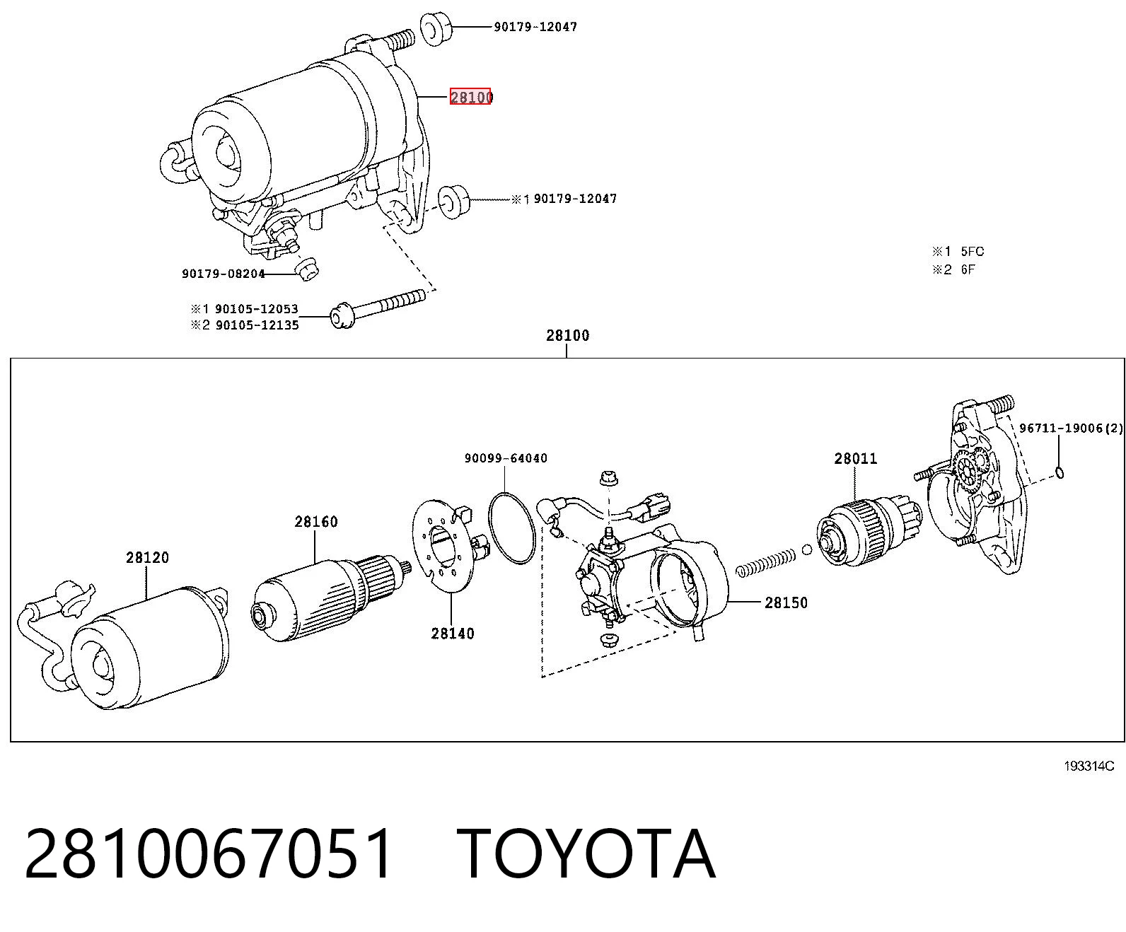 2810067051 Toyota Rozrusznik