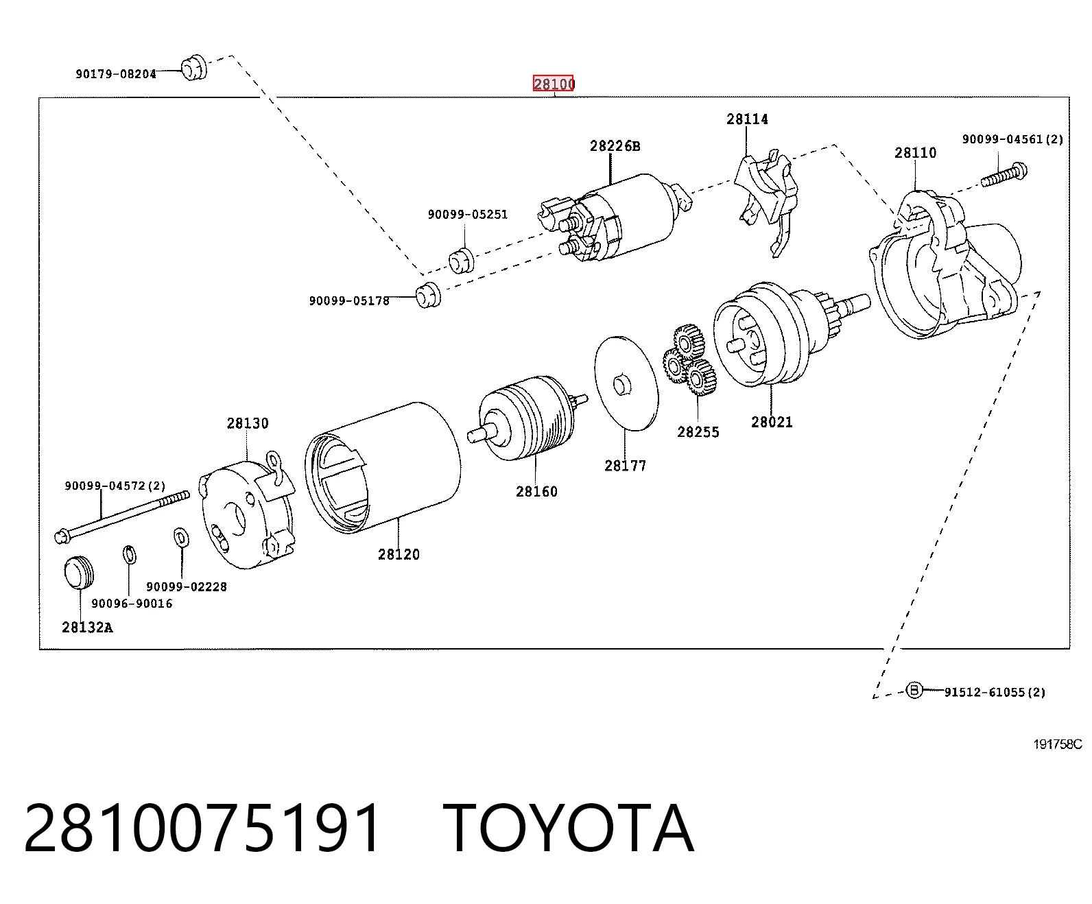 2810075191 Toyota Rozrusznik