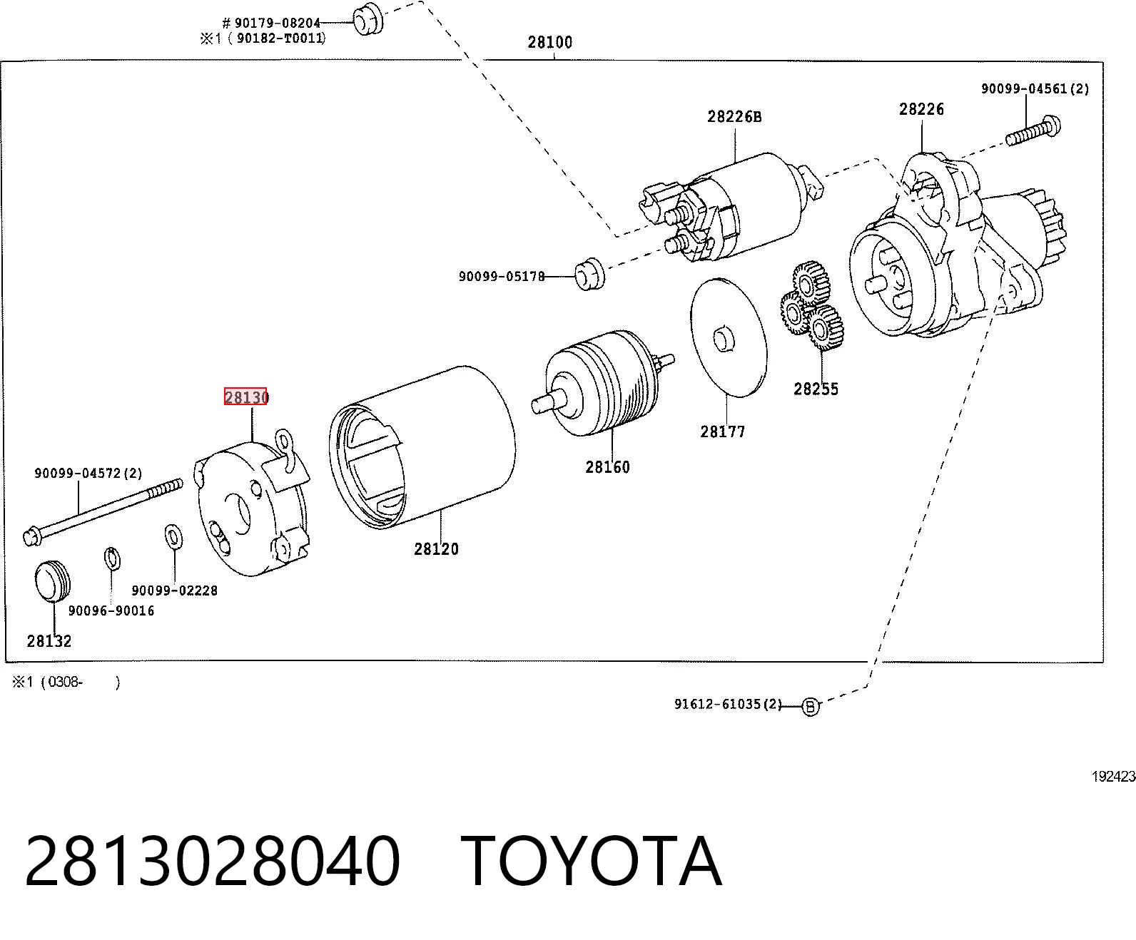 2813028040 Toyota Uchwyt szczotki rozrusznika