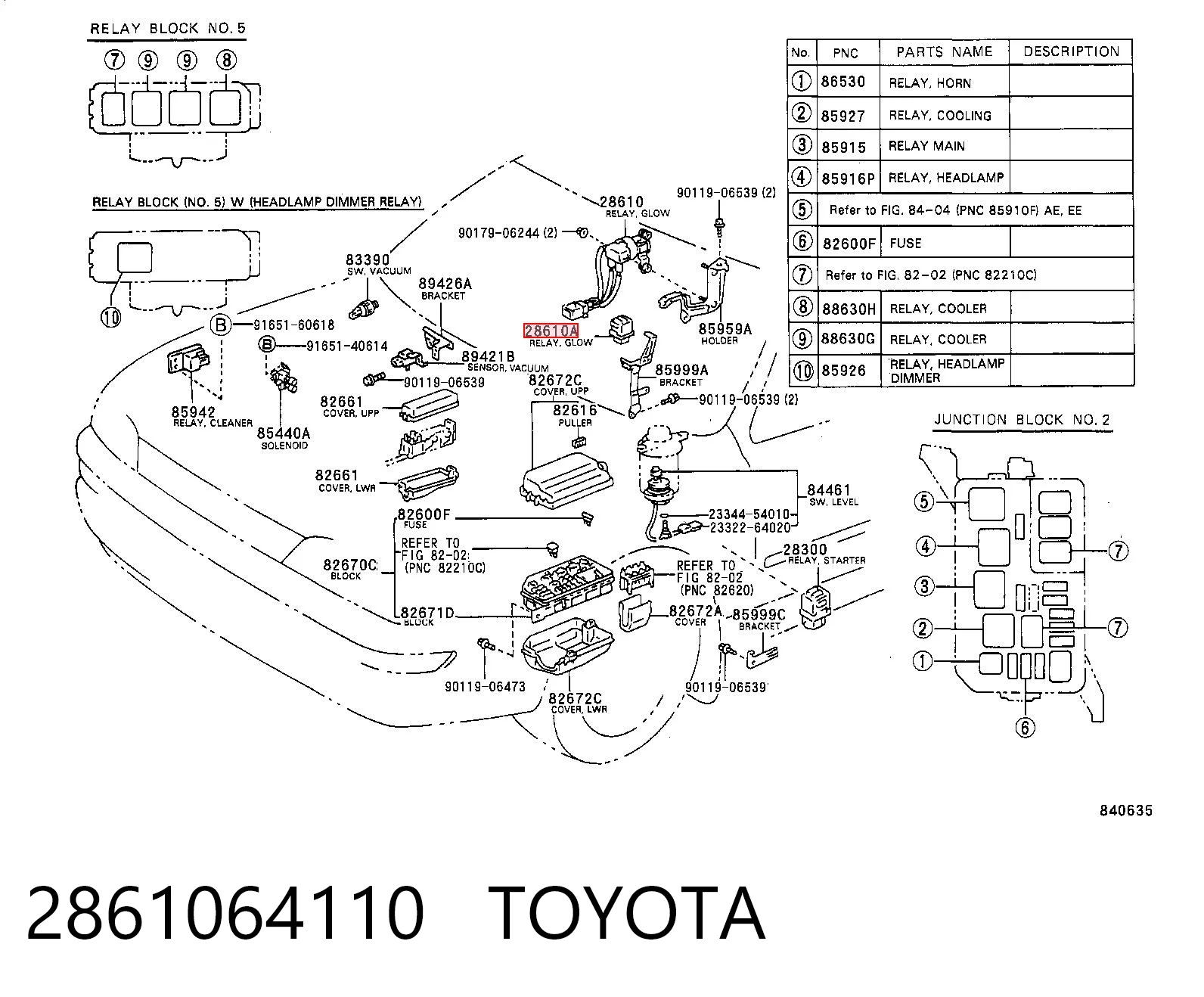 2861064110 Toyota Przekaźnik świec żarowych