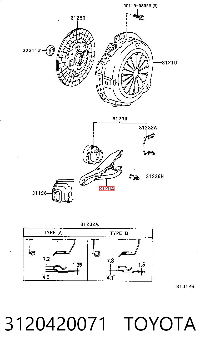 3120420071 Toyota Widełki sprzęgła