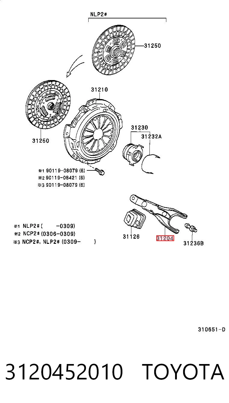 3120452010 Toyota Widełki sprzęgła