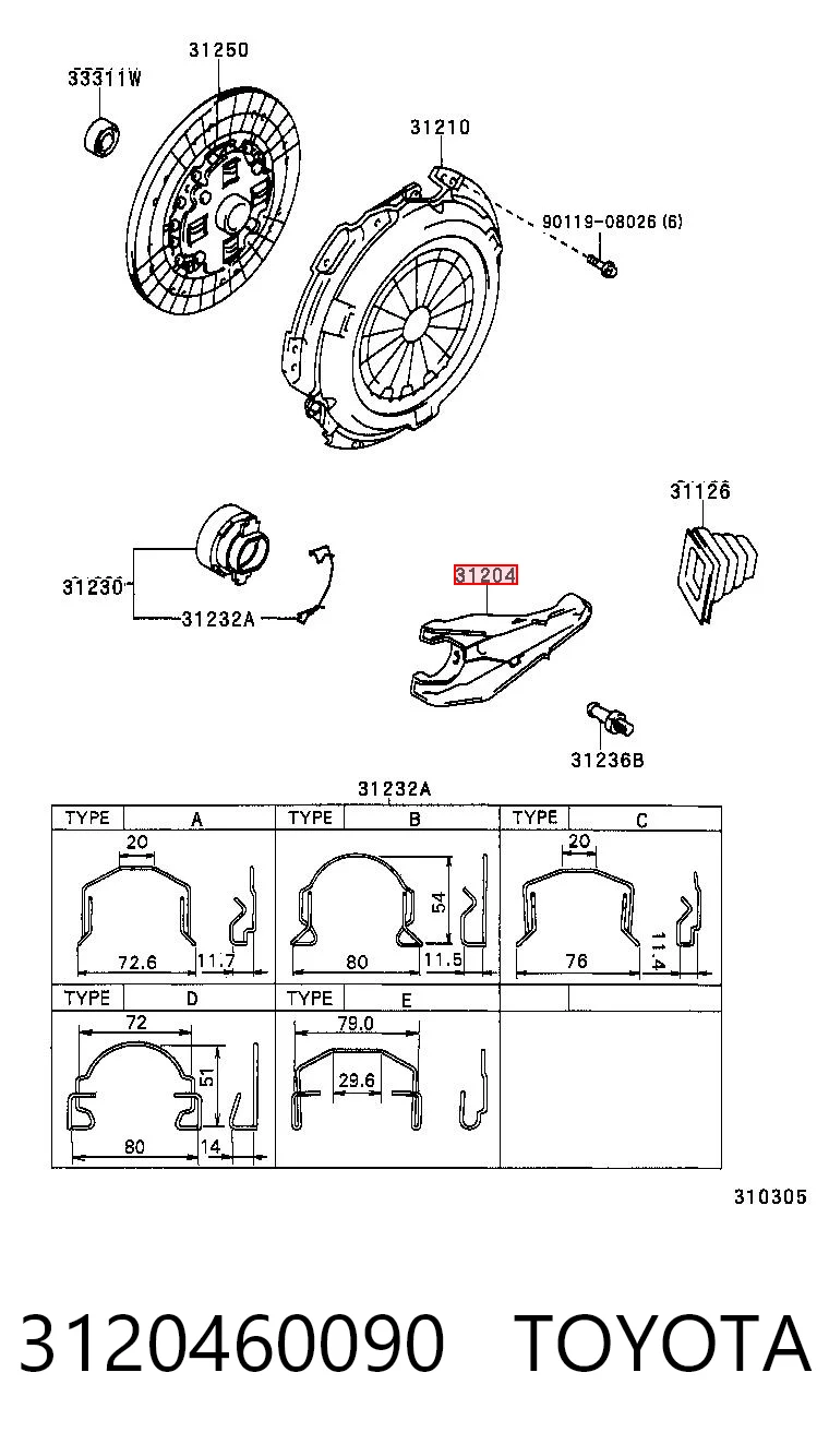 3120460090 Toyota Widełki sprzęgła