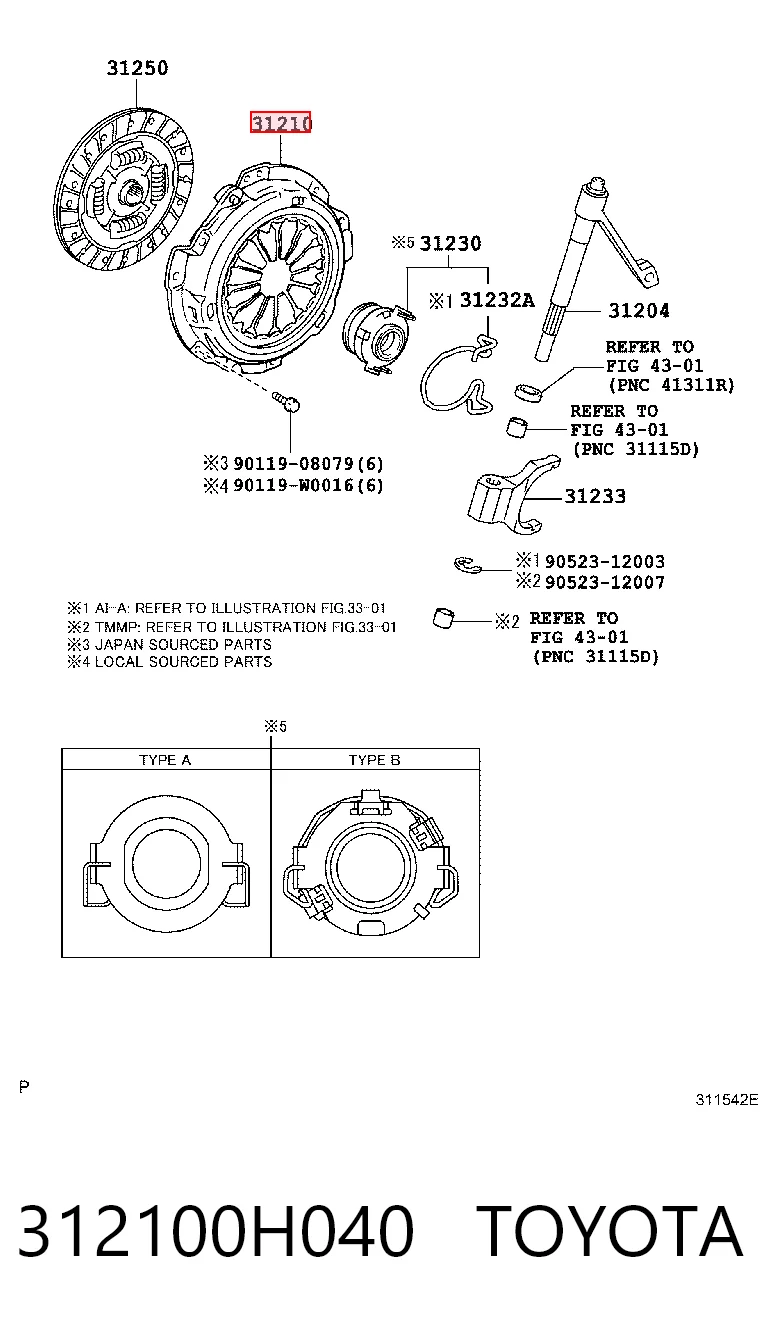 312100H040 Toyota Docisk sprzęgła