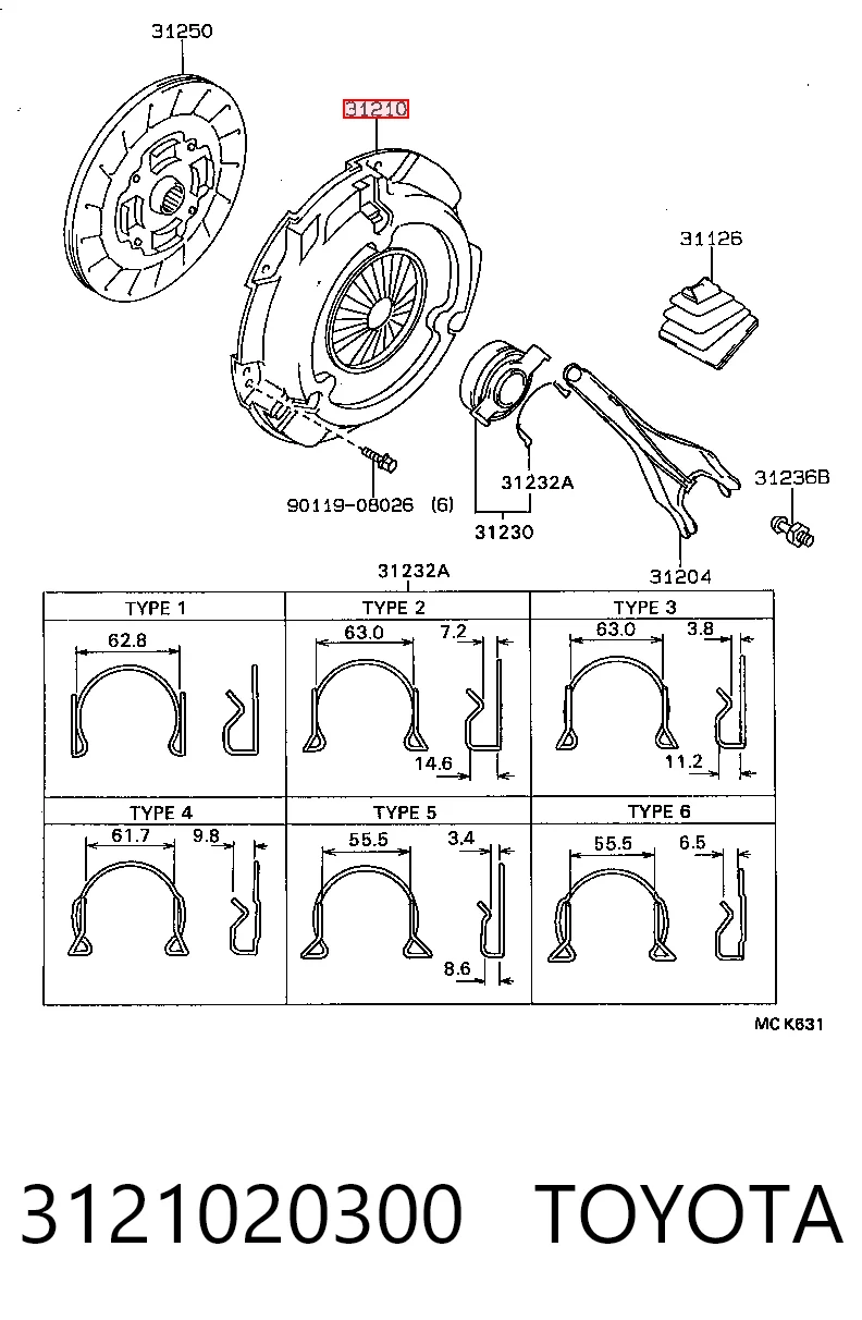 Docisk sprzęgła do Toyota Camry II V2