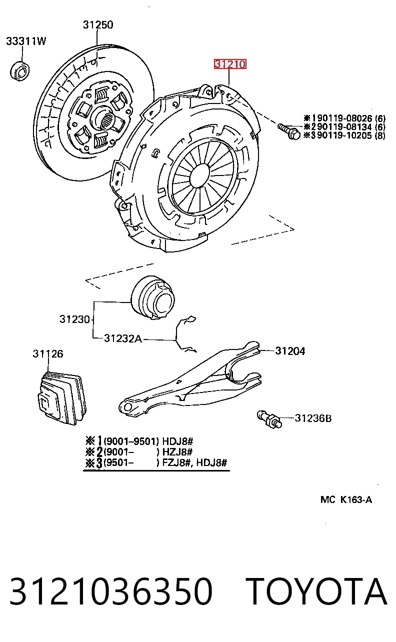Do koszyka Docisk sprzęgła Toyota Land Cruiser 80 J8