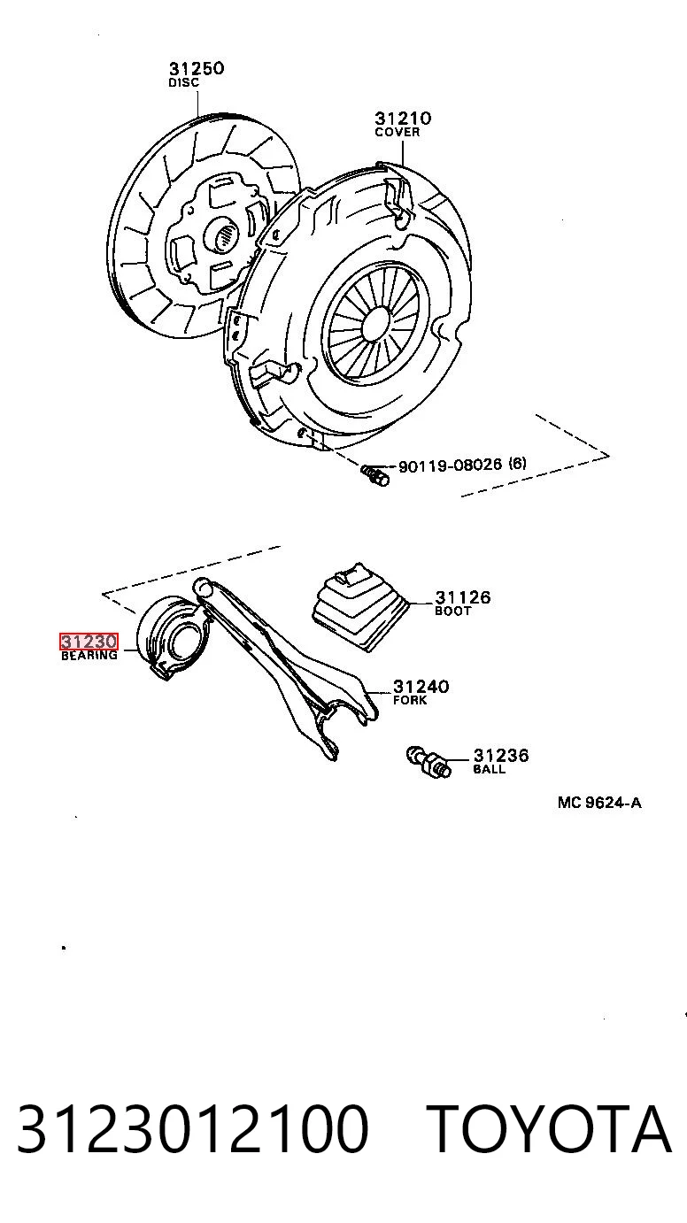 Łożysko wyciskowe sprzęgła do Toyota Starlet II P7