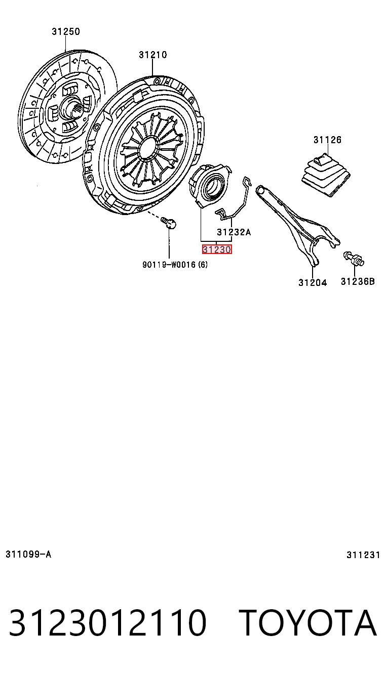 Łożysko wyciskowe sprzęgła Toyota Avensis I sedana (T22) (1997 - 2003) cena, od 22,60 USD
