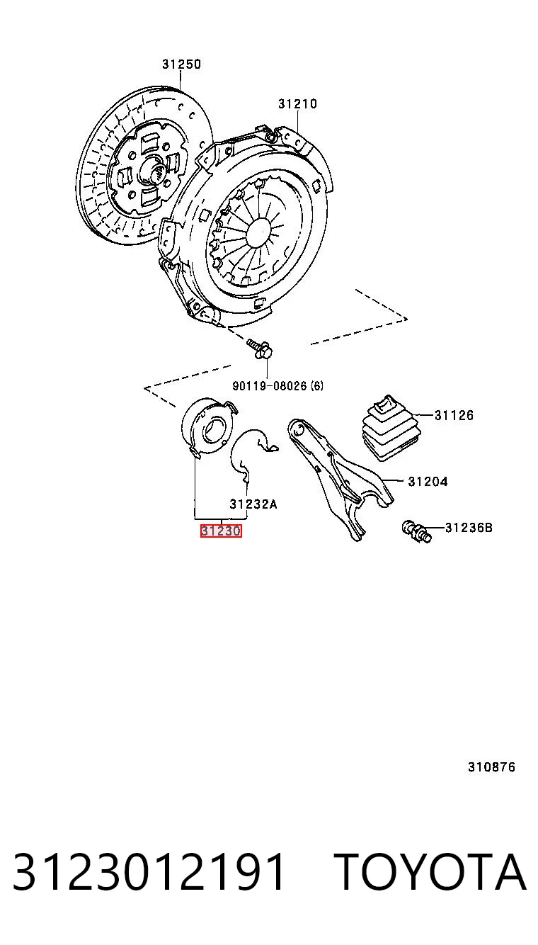 3123012191 Toyota Łożysko wyciskowe sprzęgła