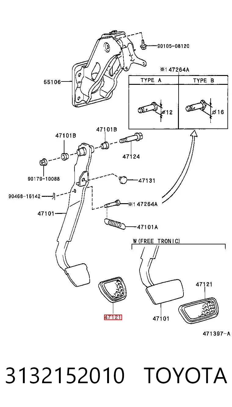 3132152010 Toyota Nakładka na pedał sprzęgła