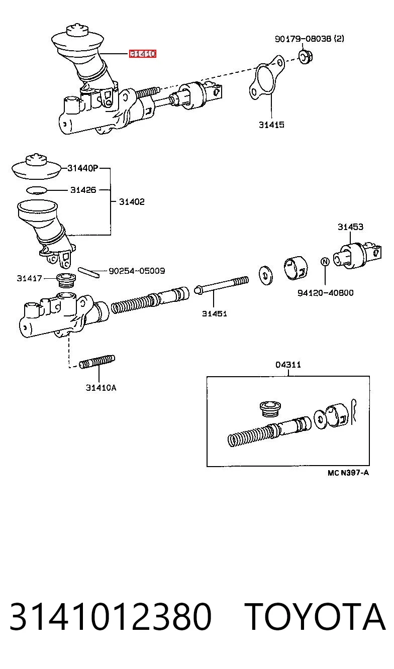 Cylinder sprzęgła główny Toyota Corolla 