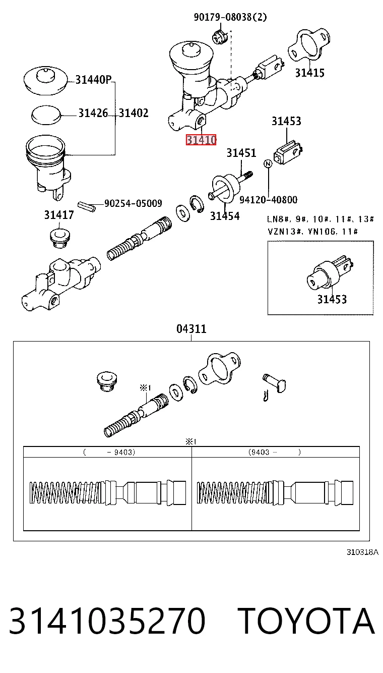 Do koszyka Cylinder sprzęgła główny Toyota Hilux  N