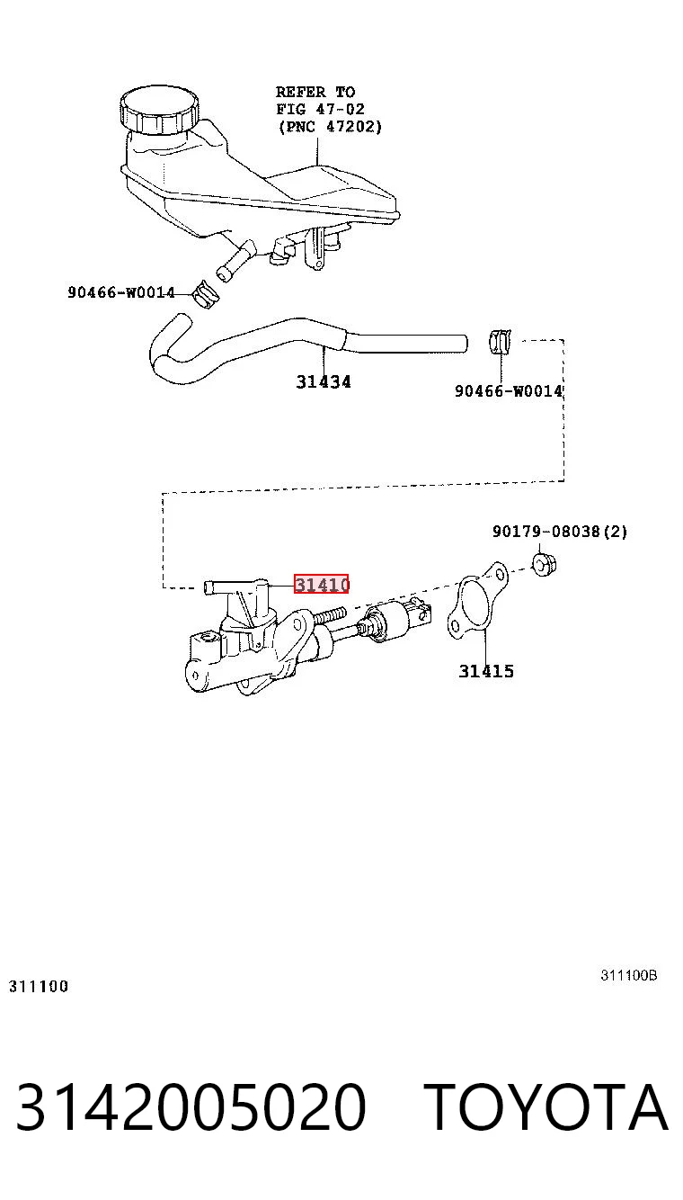 Cylinder sprzęgła główny do Toyota Avensis II T25