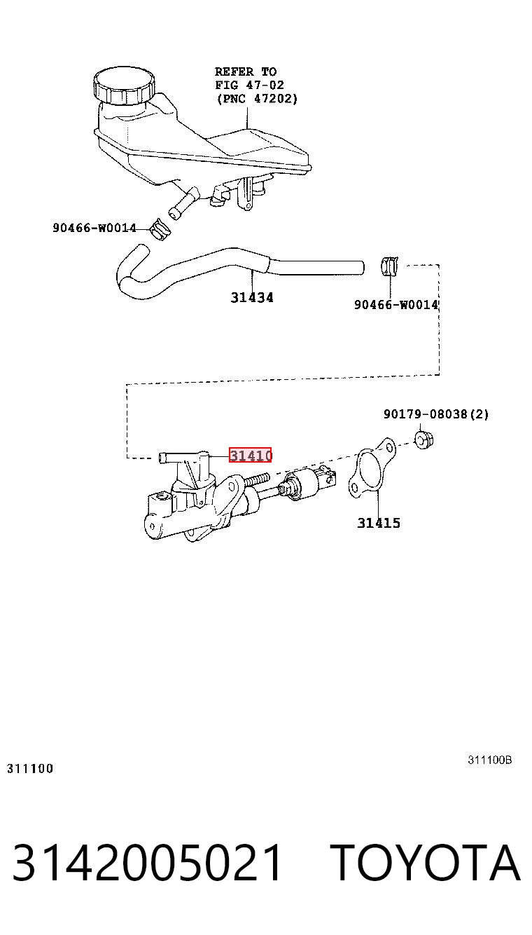 Do koszyka Cylinder sprzęgła główny Toyota Avensis II T25