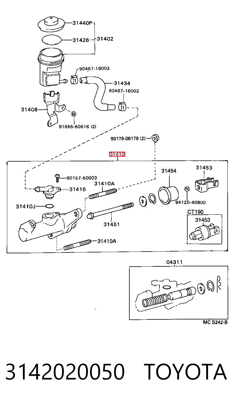 Cylinder sprzęgła główny Toyota Avensis I