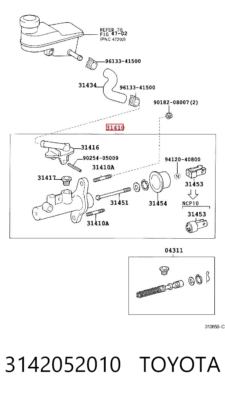 Cylinder sprzęgła główny do Toyota RAV4 I XA