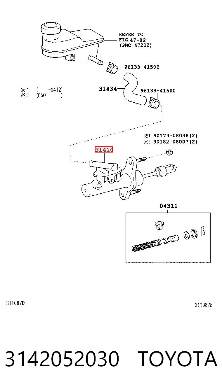 Do koszyka Cylinder sprzęgła główny Toyota RAV4 I XA