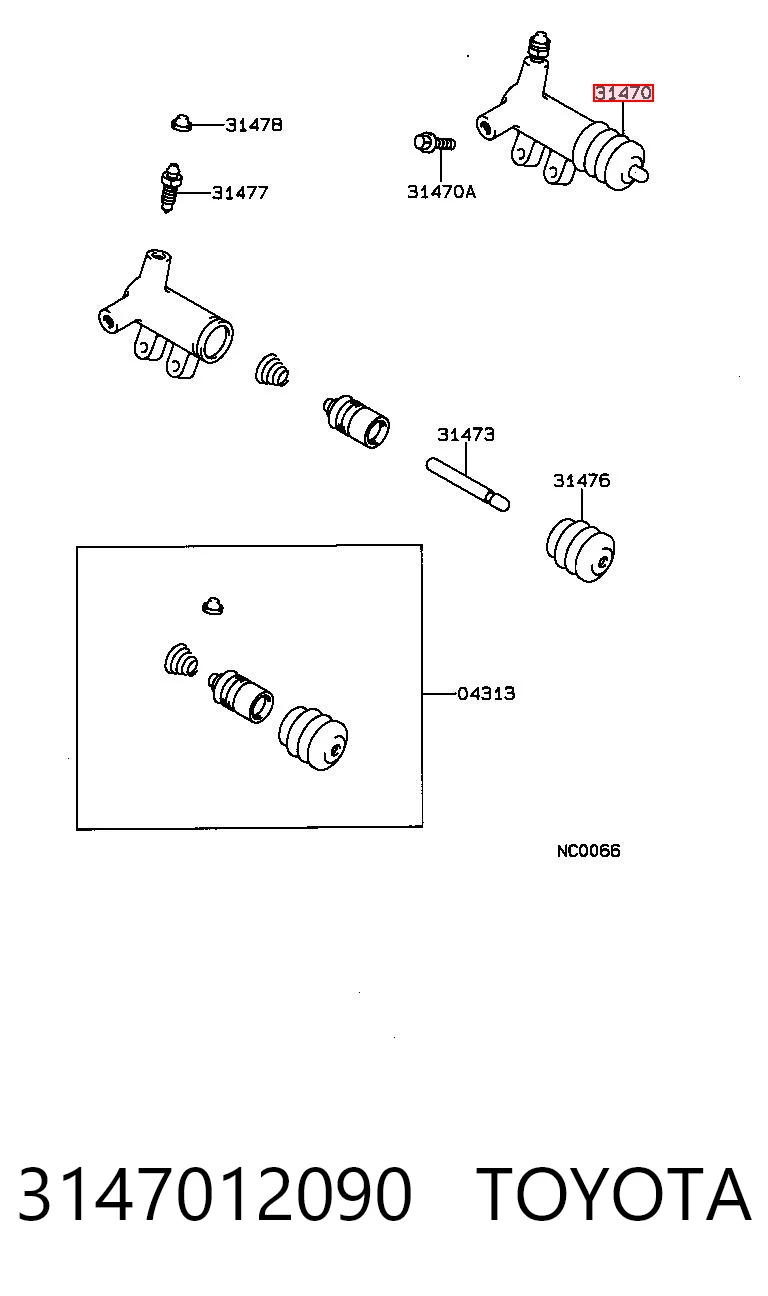 3147012090 Toyota Cylinder roboczy sprzęgła