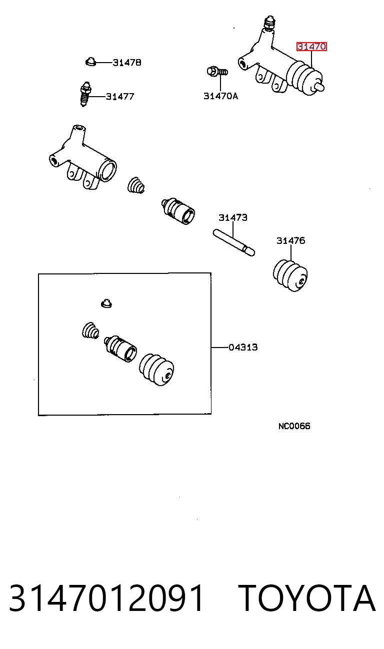 3147012091 Toyota Cylinder roboczy sprzęgła