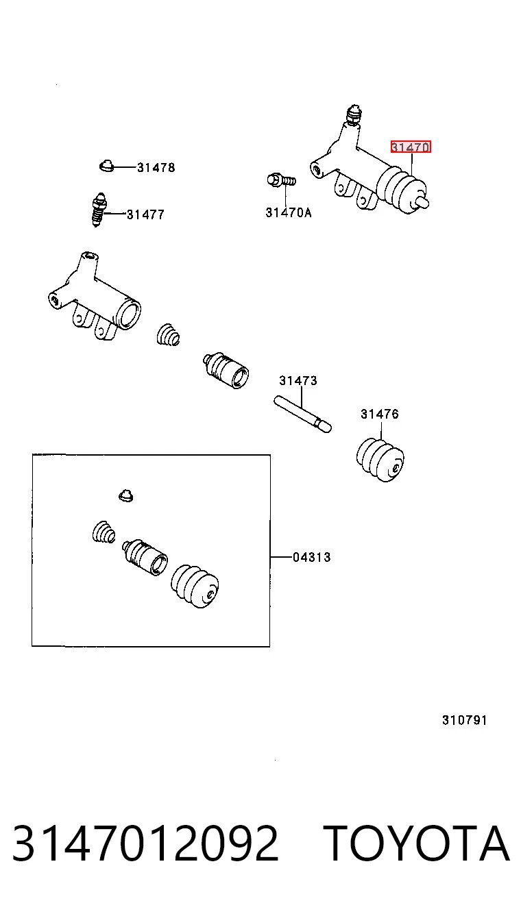  Cylinder roboczy sprzęgła Toyota Corolla 