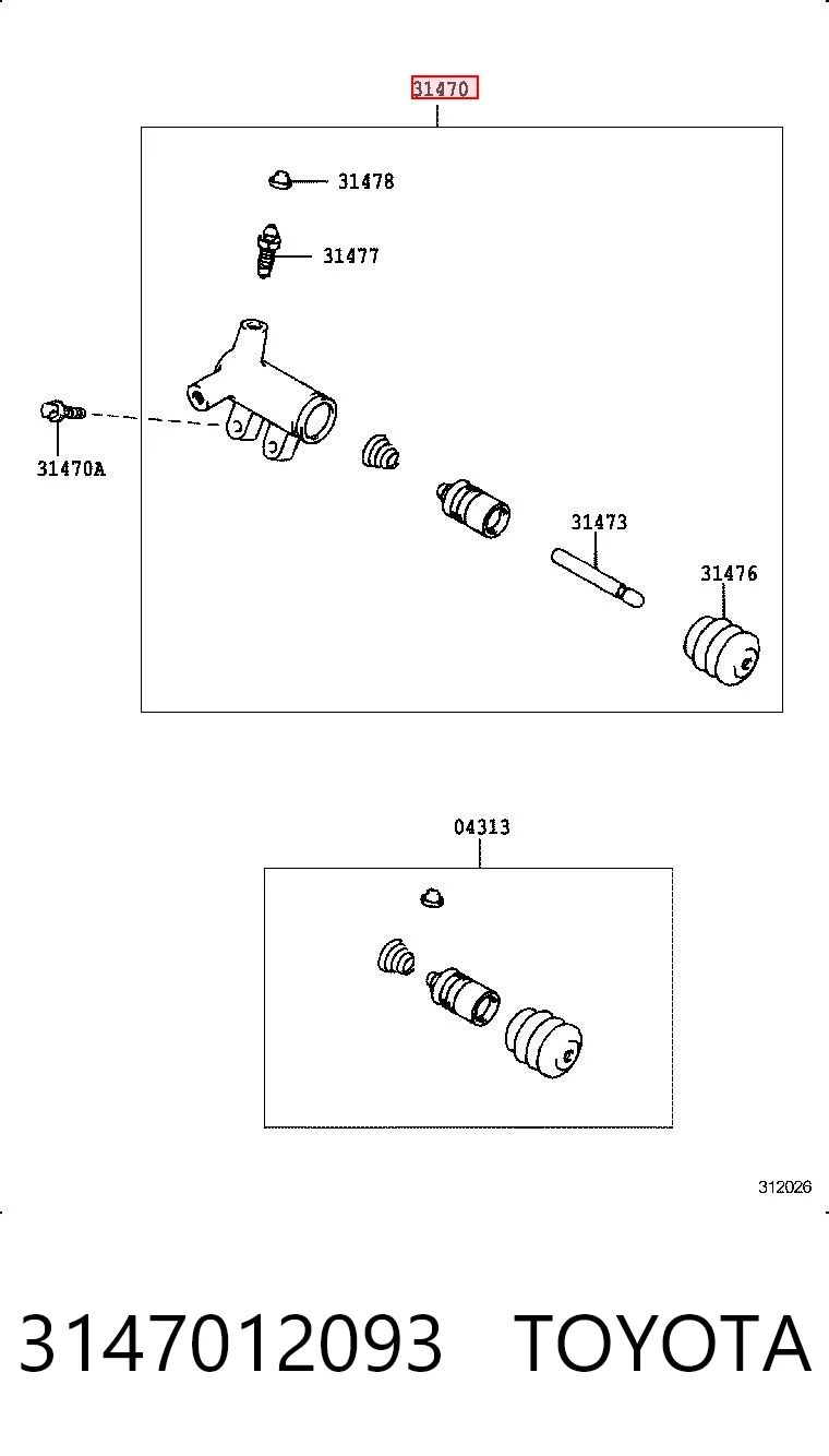 3147012093 Toyota Cylinder roboczy sprzęgła