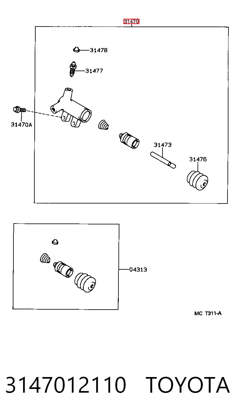  Cylinder roboczy sprzęgła Toyota Auris 