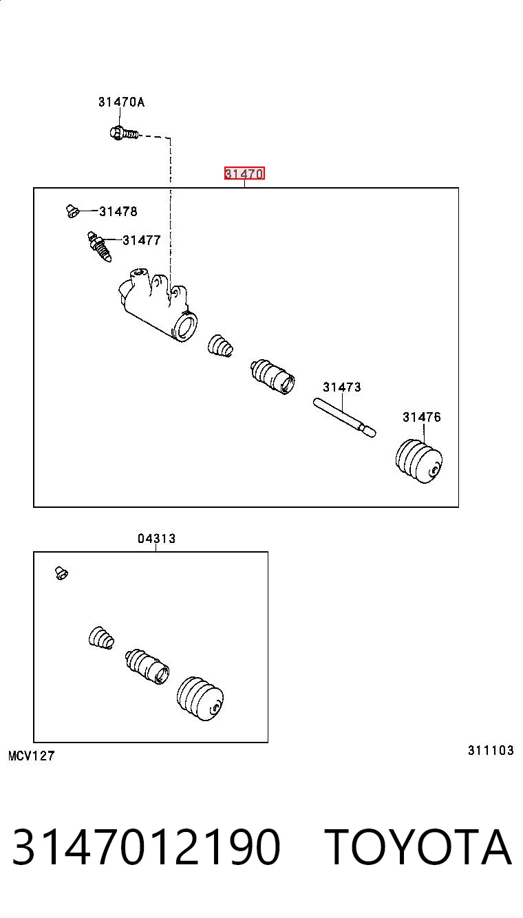 Cylinder roboczy sprzęgła Toyota Avensis III
