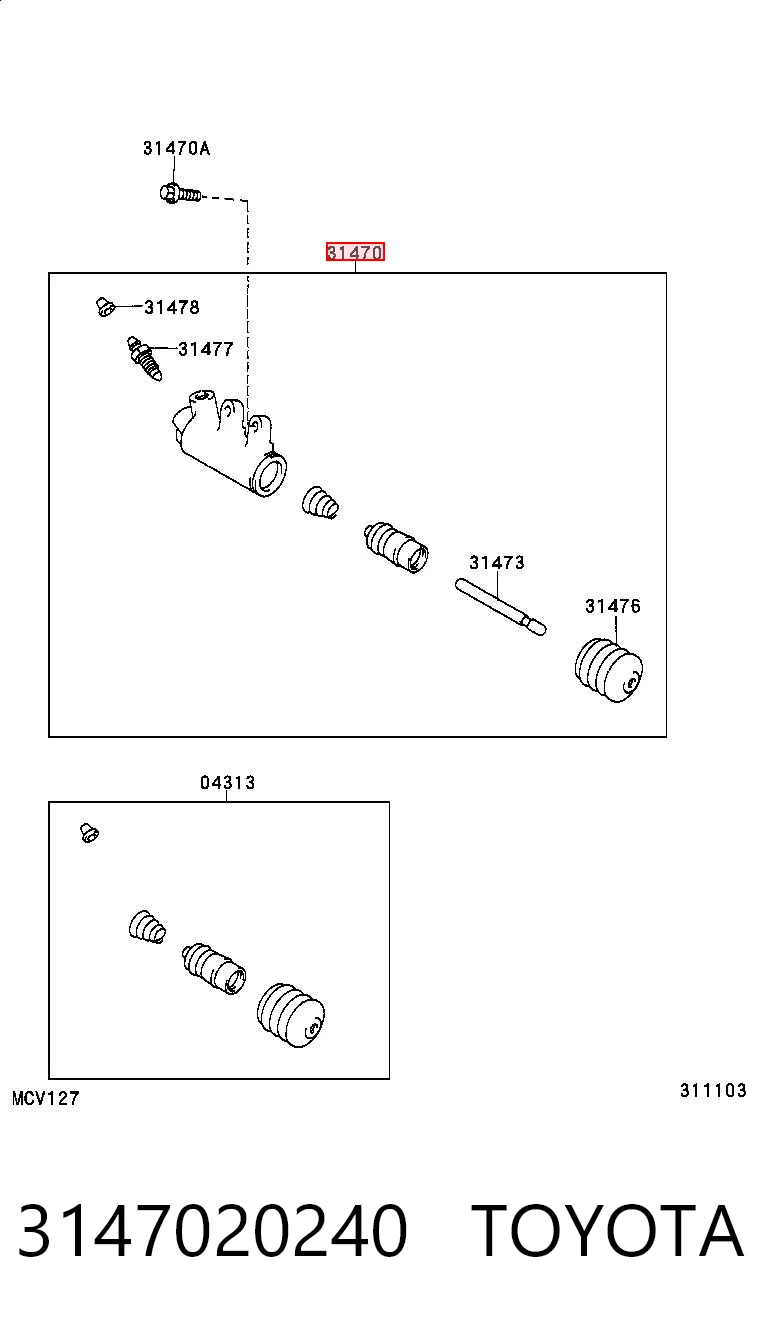 Cylinder roboczy sprzęgła do Toyota Avensis III T27