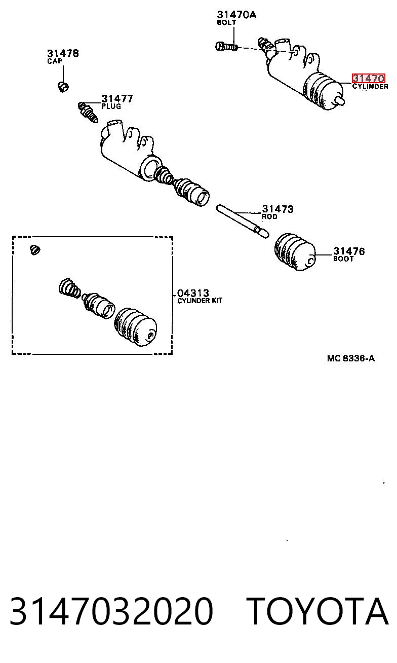 Cylinder roboczy sprzęgła Toyota Corolla 