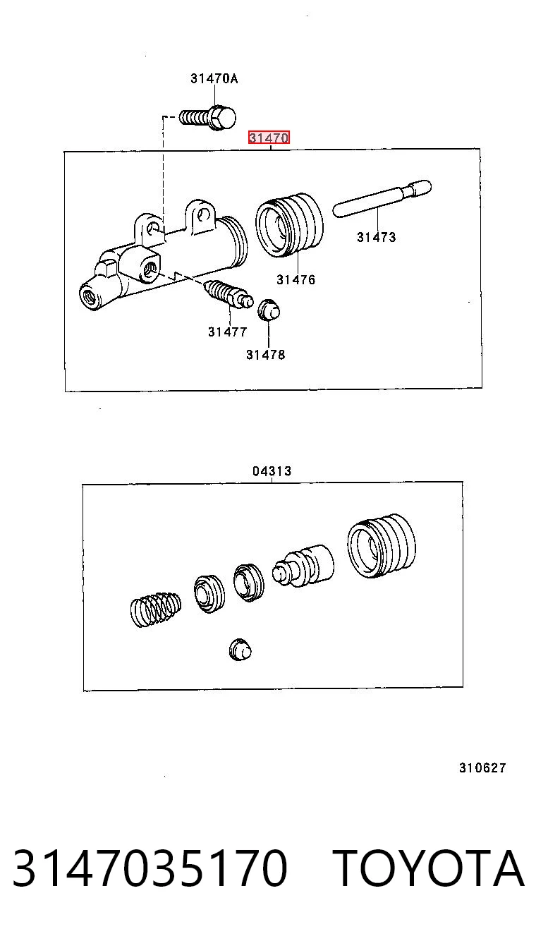 3147035170 Toyota Cylinder roboczy sprzęgła