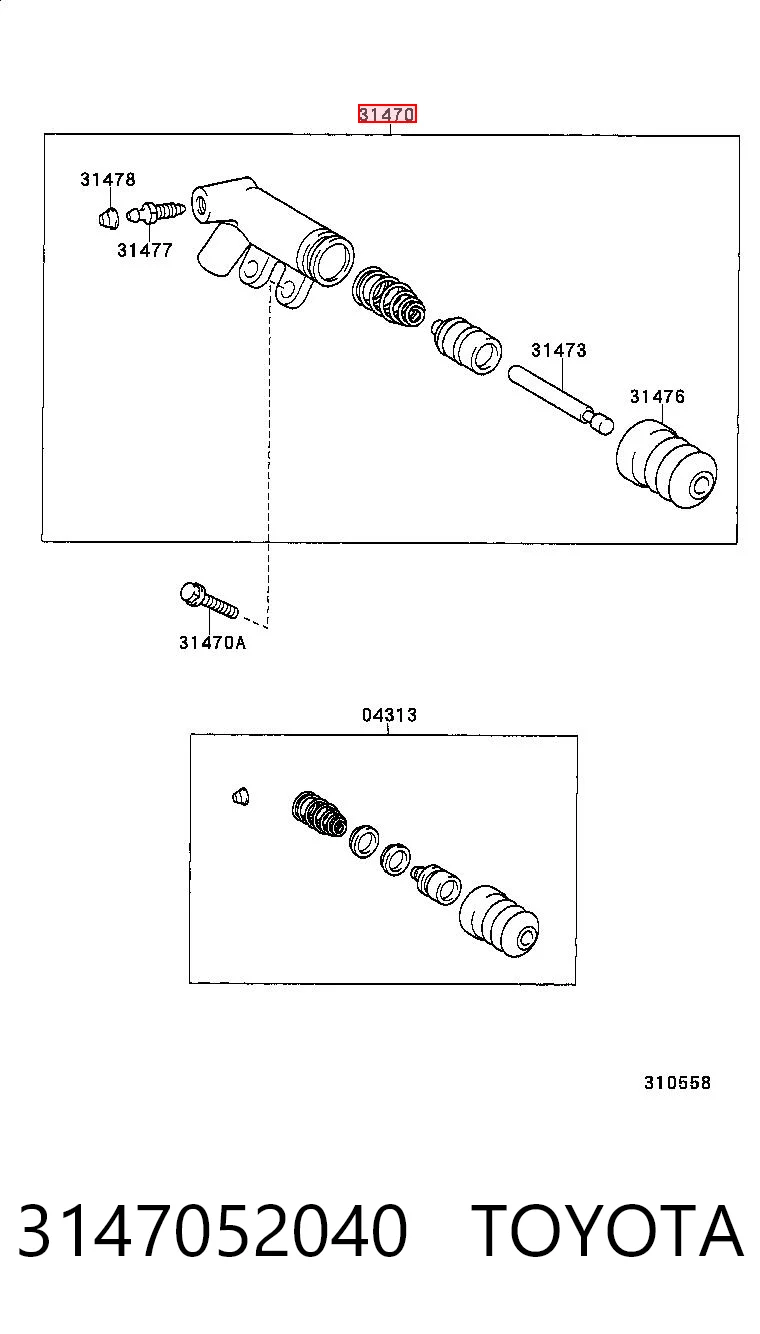 Do koszyka Cylinder roboczy sprzęgła Toyota Yaris  P10