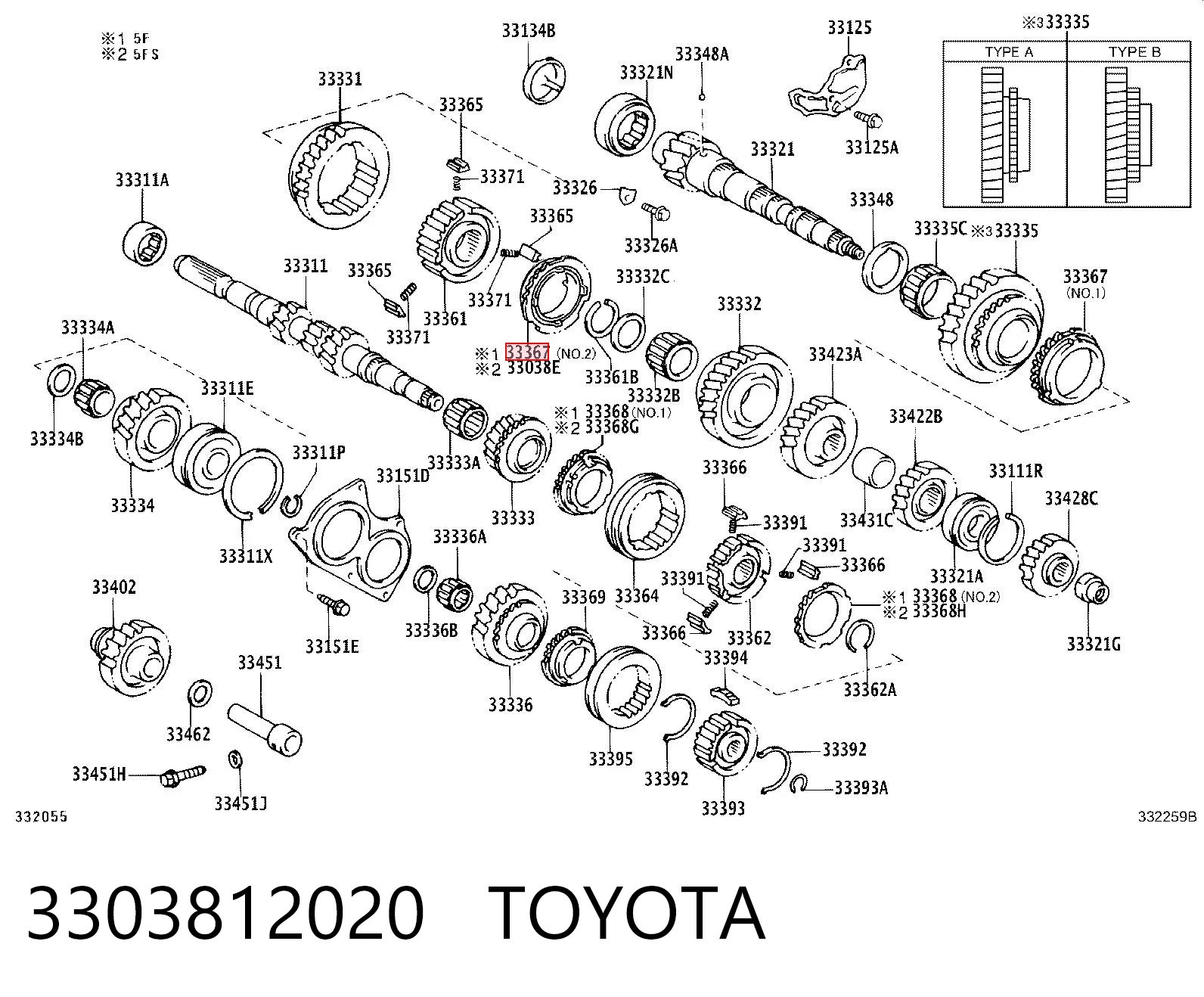 3303812020 Toyota Pierścień synchronizatora