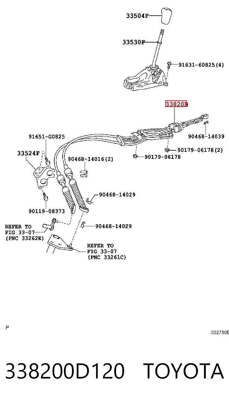 338200D120 Toyota Linka dźwigni zmiany biegów podwójna