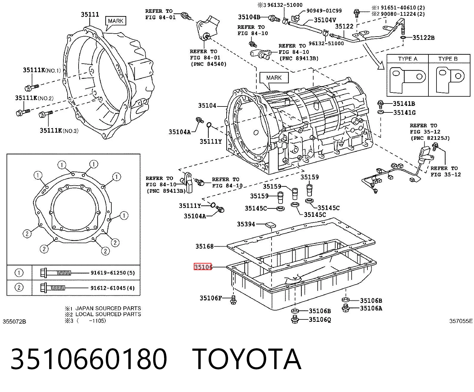3510660180 Toyota Miska automatycznej skrzyni biegów