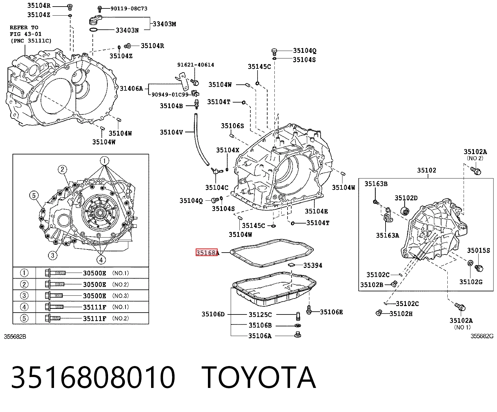 3516808010 Toyota Uszczelka miski automatycznej/mechanicznej skrzyni biegów