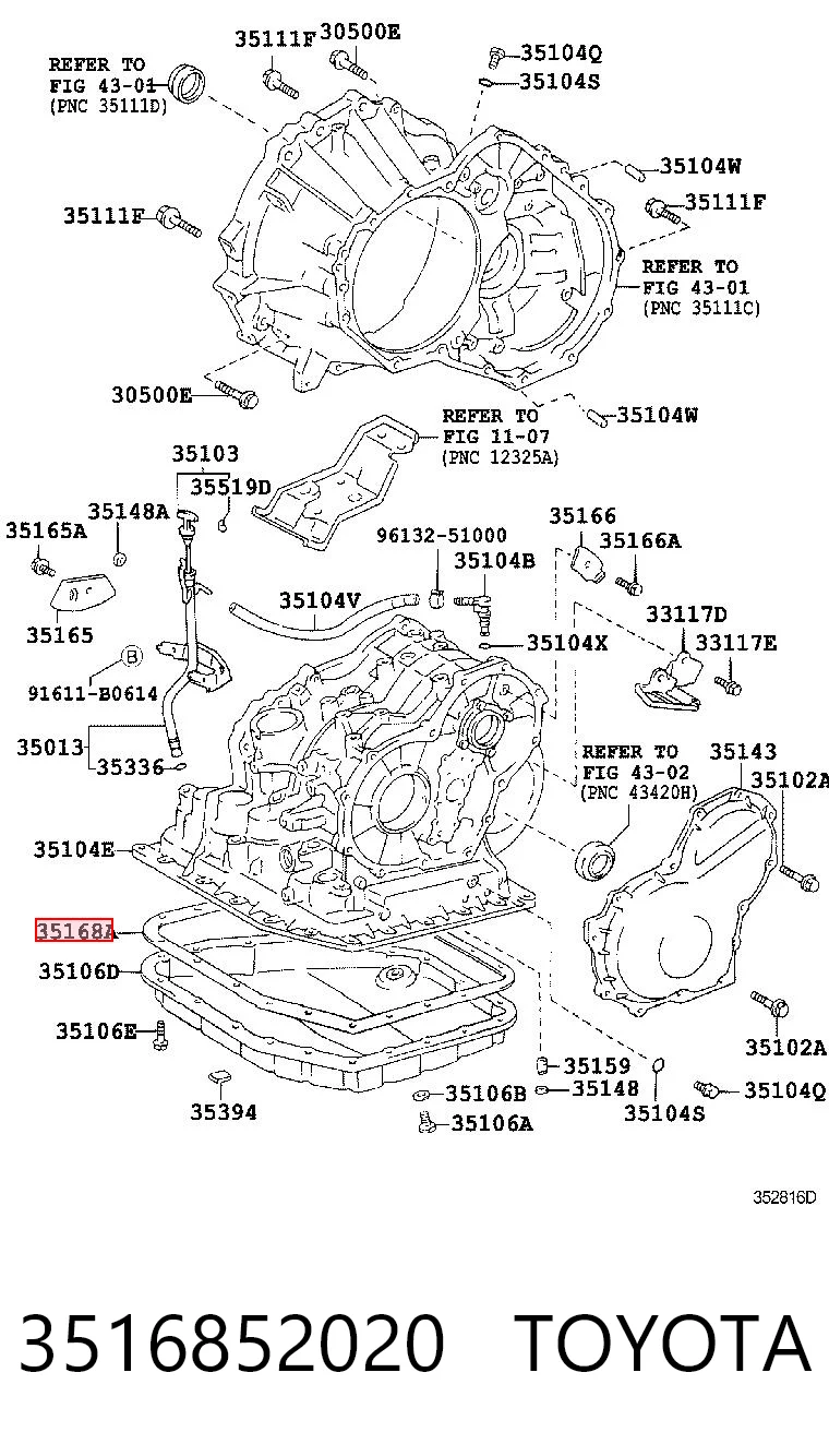 3516852020 Toyota Uszczelka miski automatycznej/mechanicznej skrzyni biegów