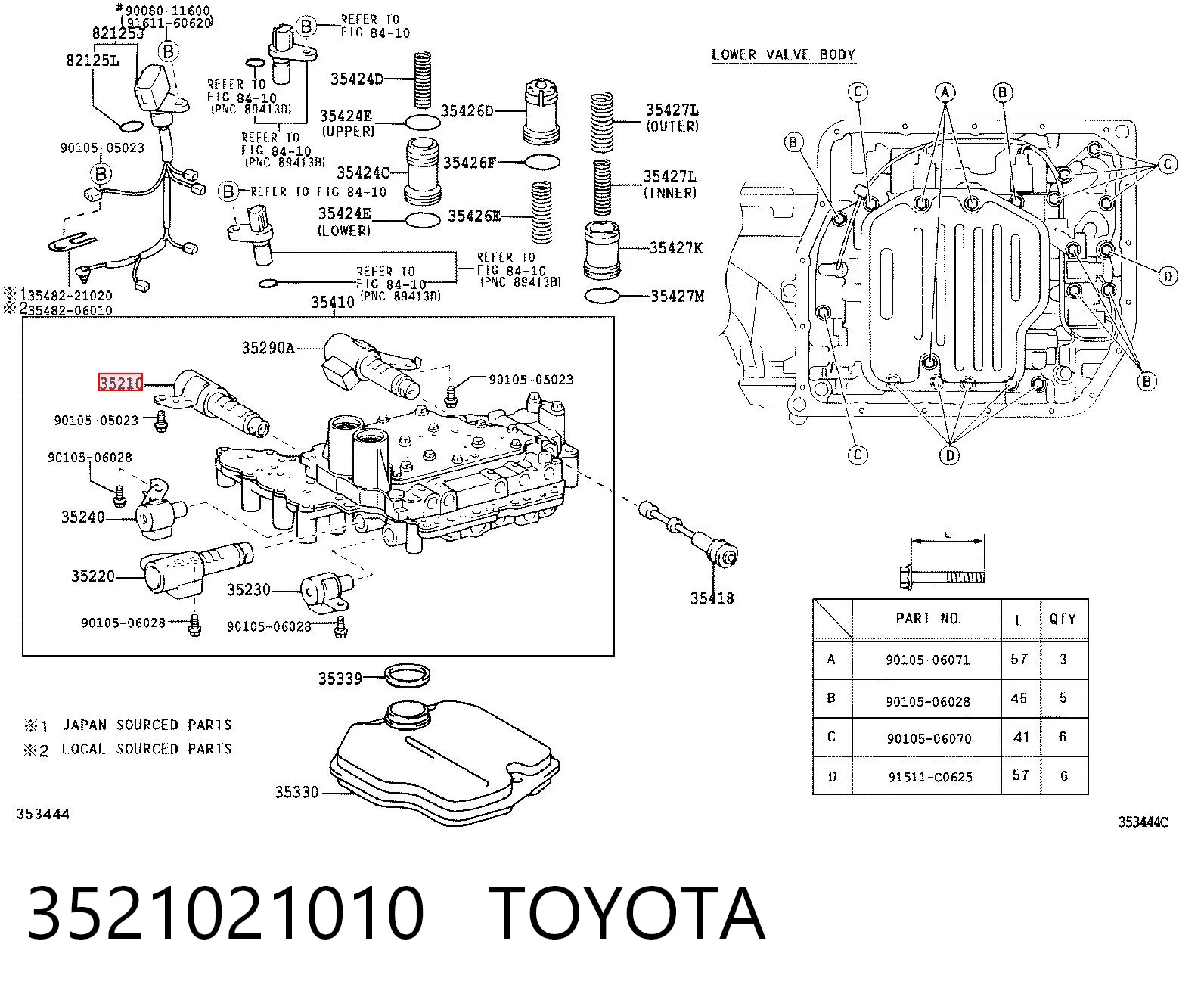 3521021010 Toyota Solenoid automatycznej skrzyni biegów