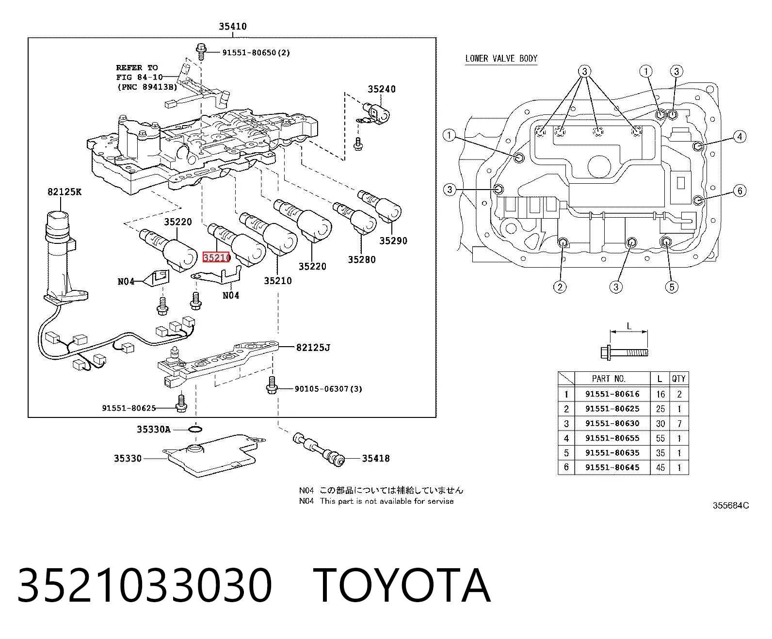 3521033030 Toyota Solenoid automatycznej skrzyni biegów