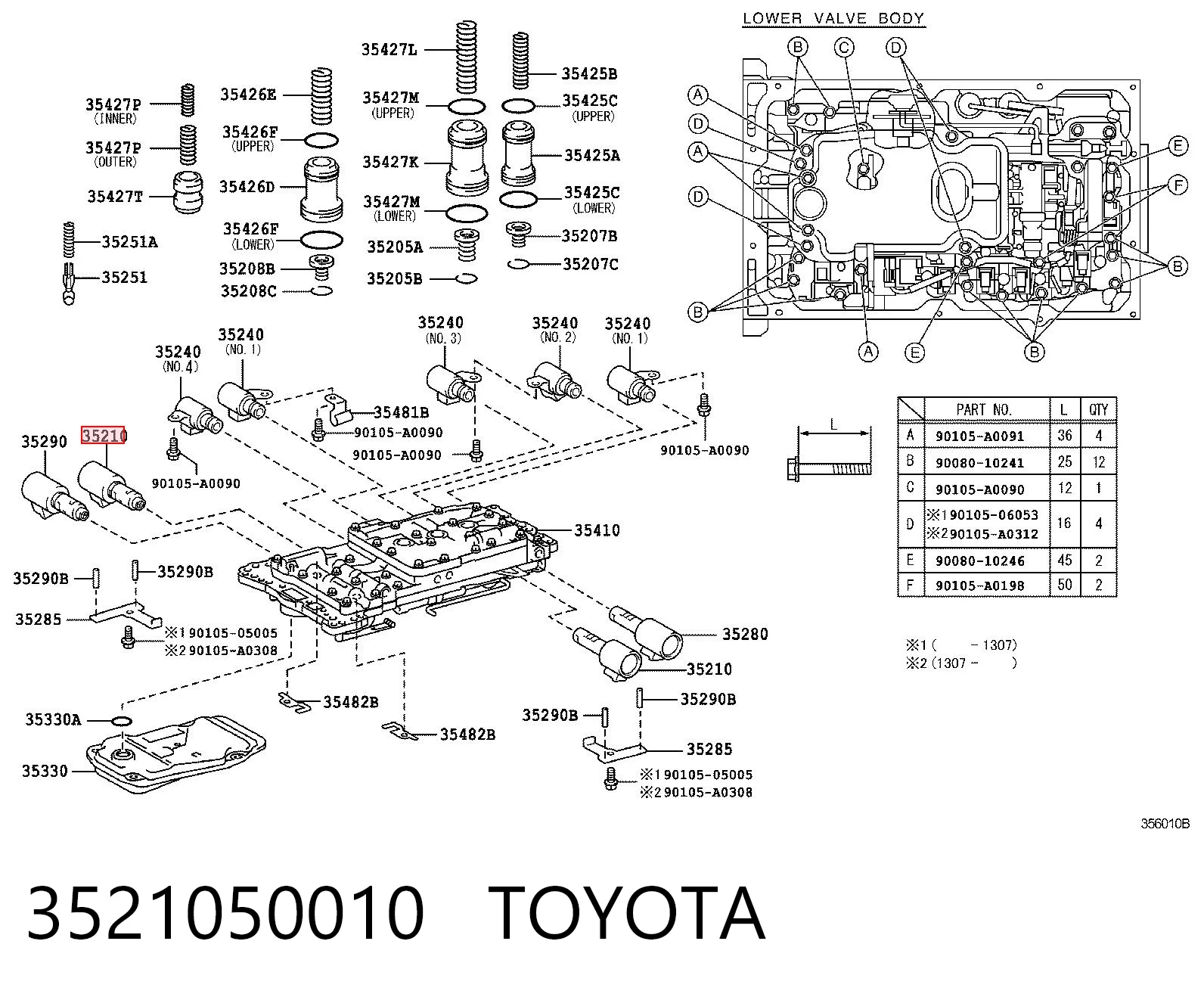 3521050010 Toyota Solenoid automatycznej skrzyni biegów
