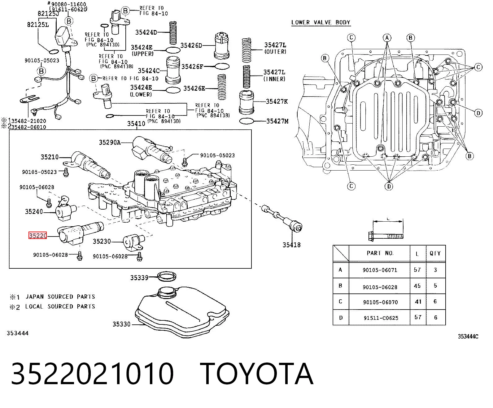 Solenoid automatycznej skrzyni biegów do Toyota Camry V V30