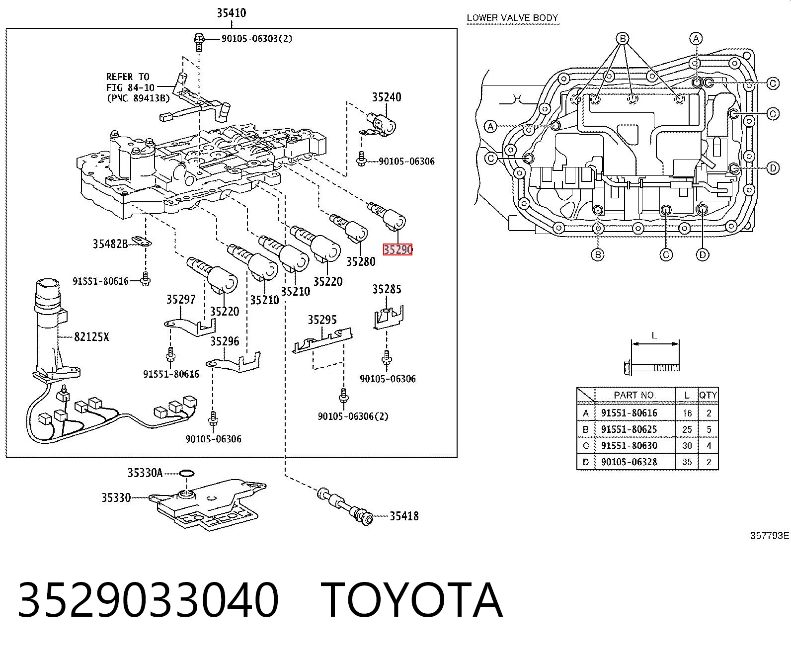 3529033040 Toyota Solenoid automatycznej skrzyni biegów
