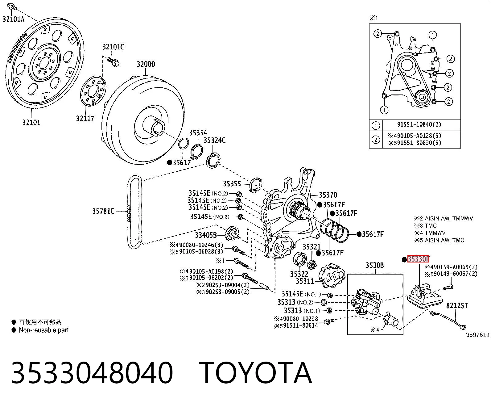 3533048040 Toyota Filtr automatycznej skrzyni biegów