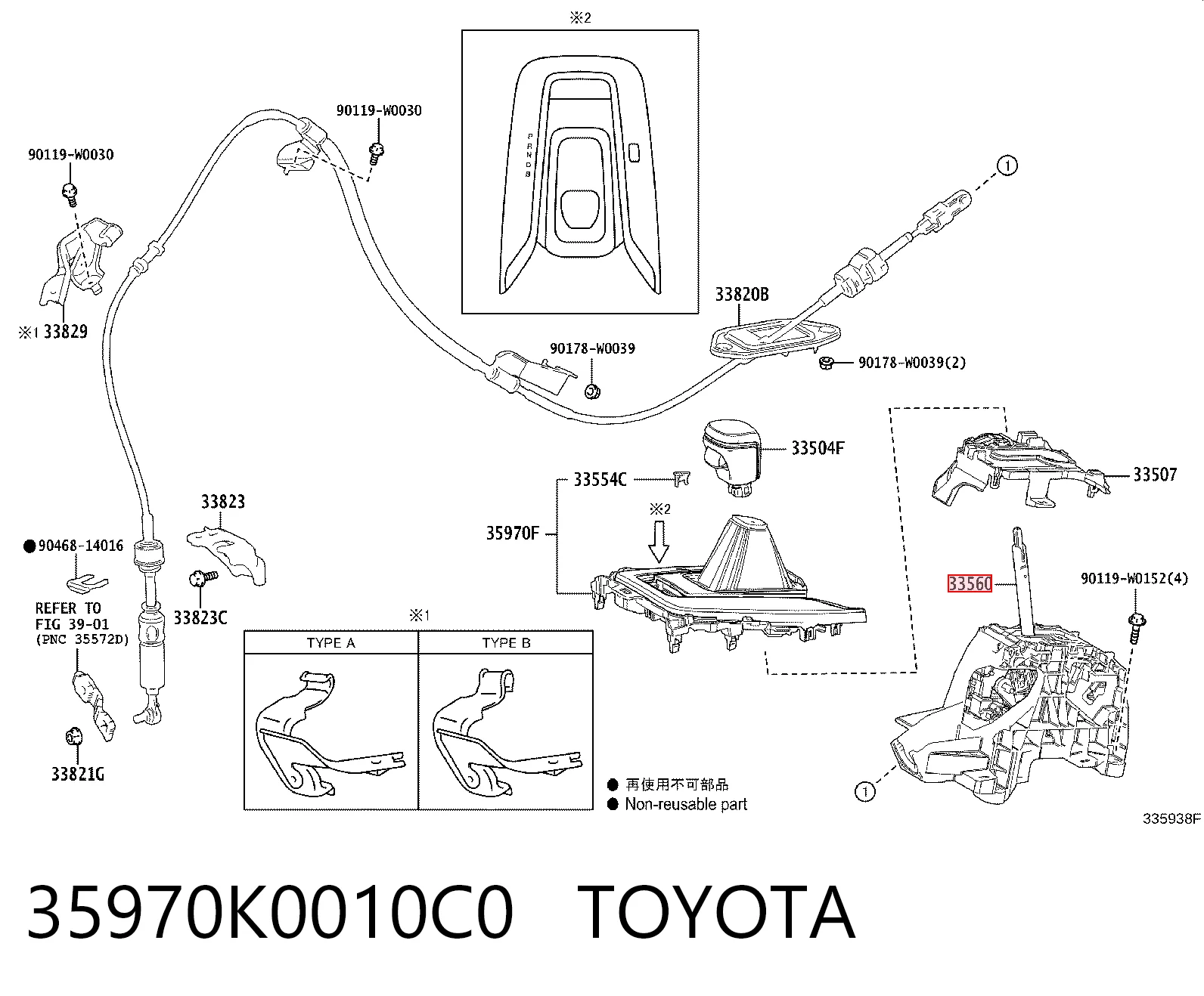 Mechanizm zmiany biegów (cięgno) do Toyota C-HR  X10