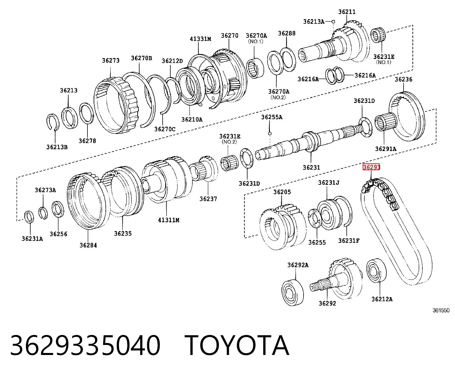 3629335040 Toyota Łańcuch napędowy skrzyni rozdzielczej