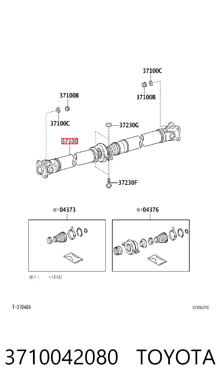 3710042080 Toyota Wał Cardana tylny, kompletny