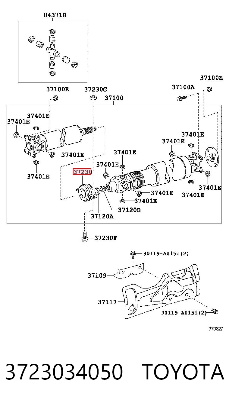 3723034050 Toyota Łożysko podwieszane wału Cardana